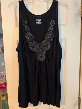Lane Bryant Black Sleeveless Tank with Beaded Embellishment